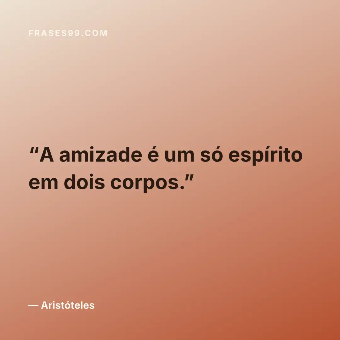 A amizade é um só espírito em dois corpos.