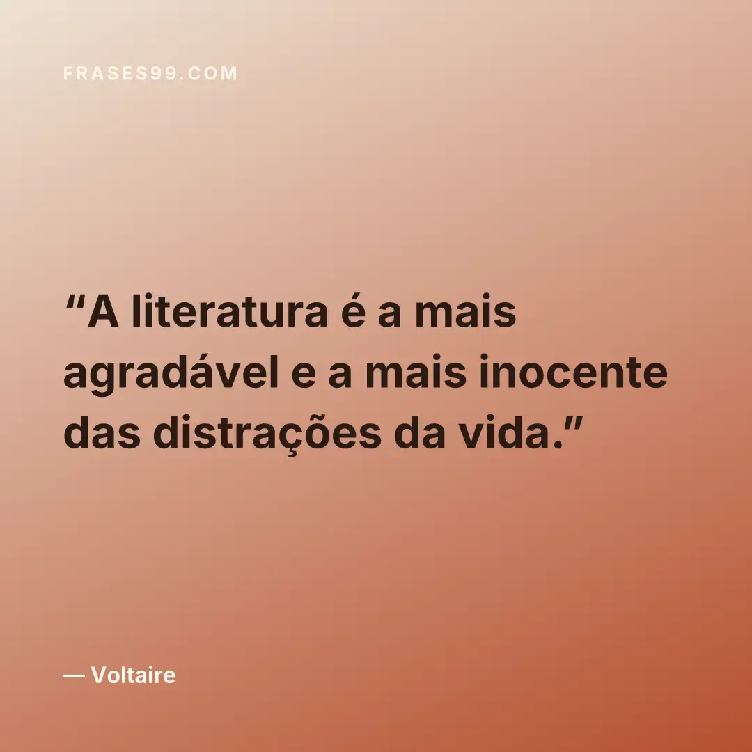 A literatura é a mais agradável e a mais inocente das distrações da vida.