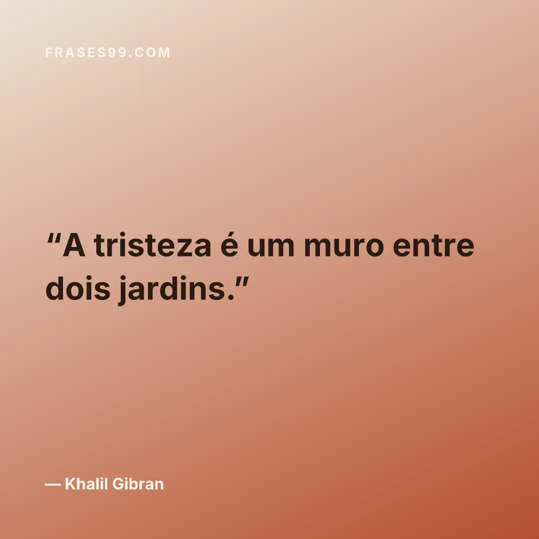 A tristeza é um muro entre dois jardins.