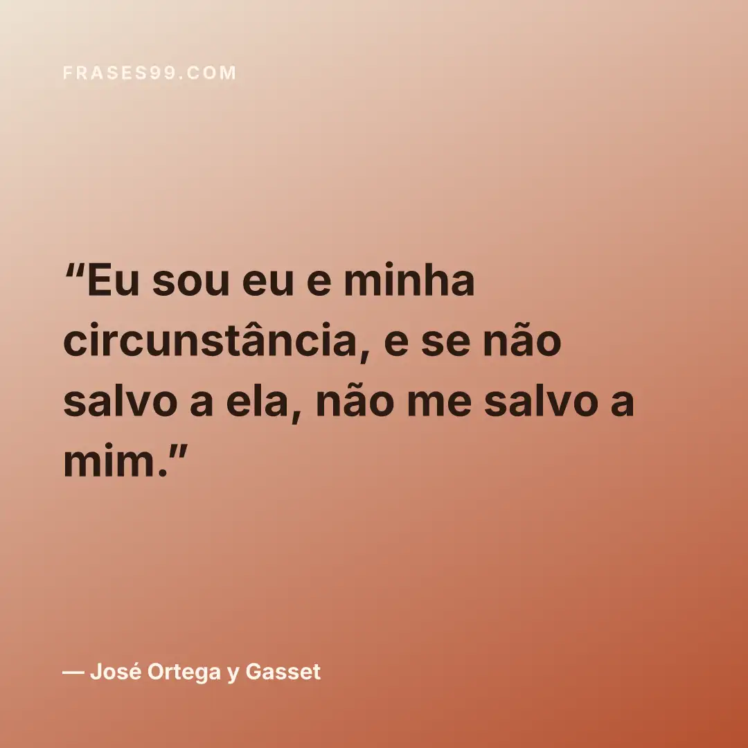 Eu sou eu e minha circunstância, e se não salvo a ela, não me salvo a mim.