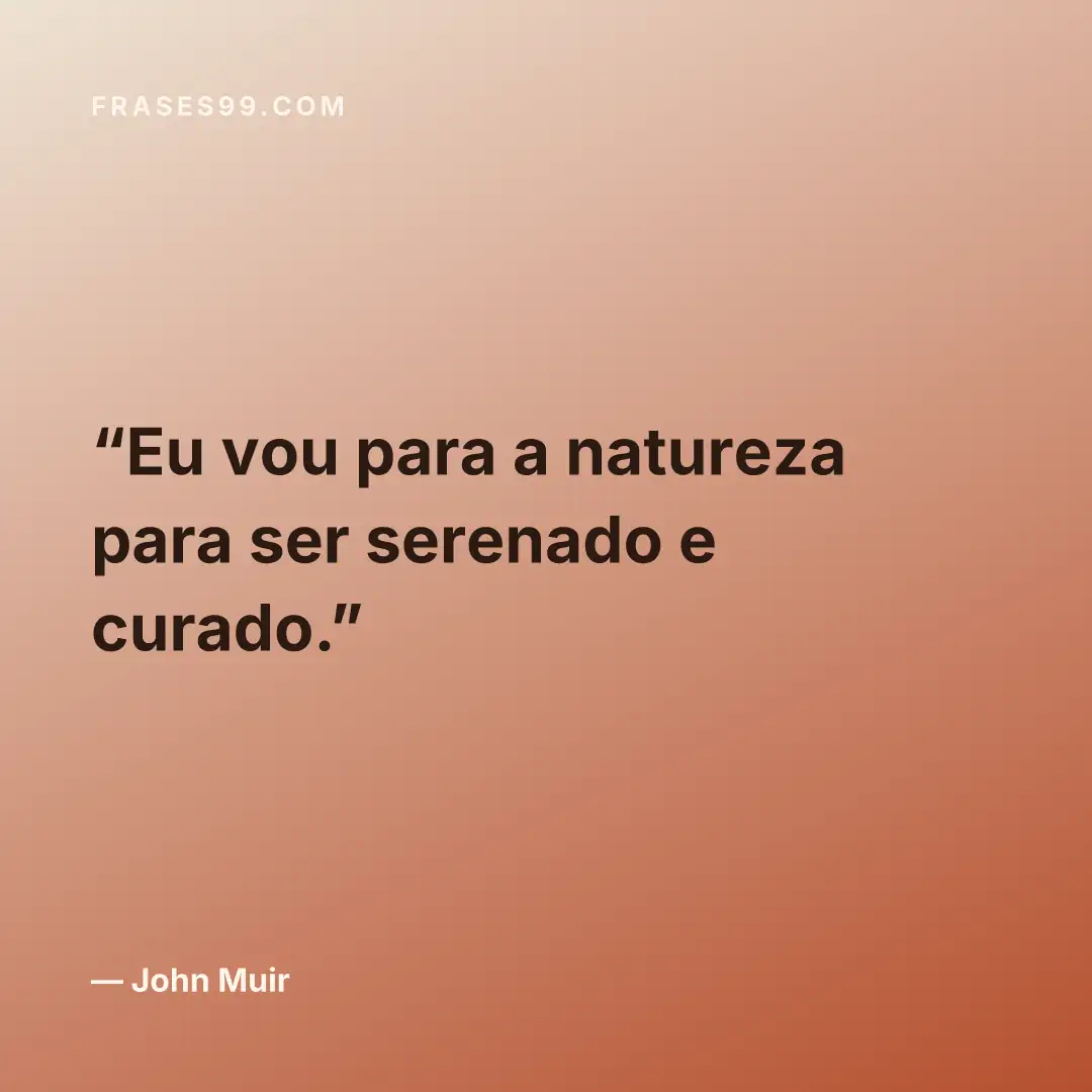 Eu vou para a natureza para ser serenado e curado.