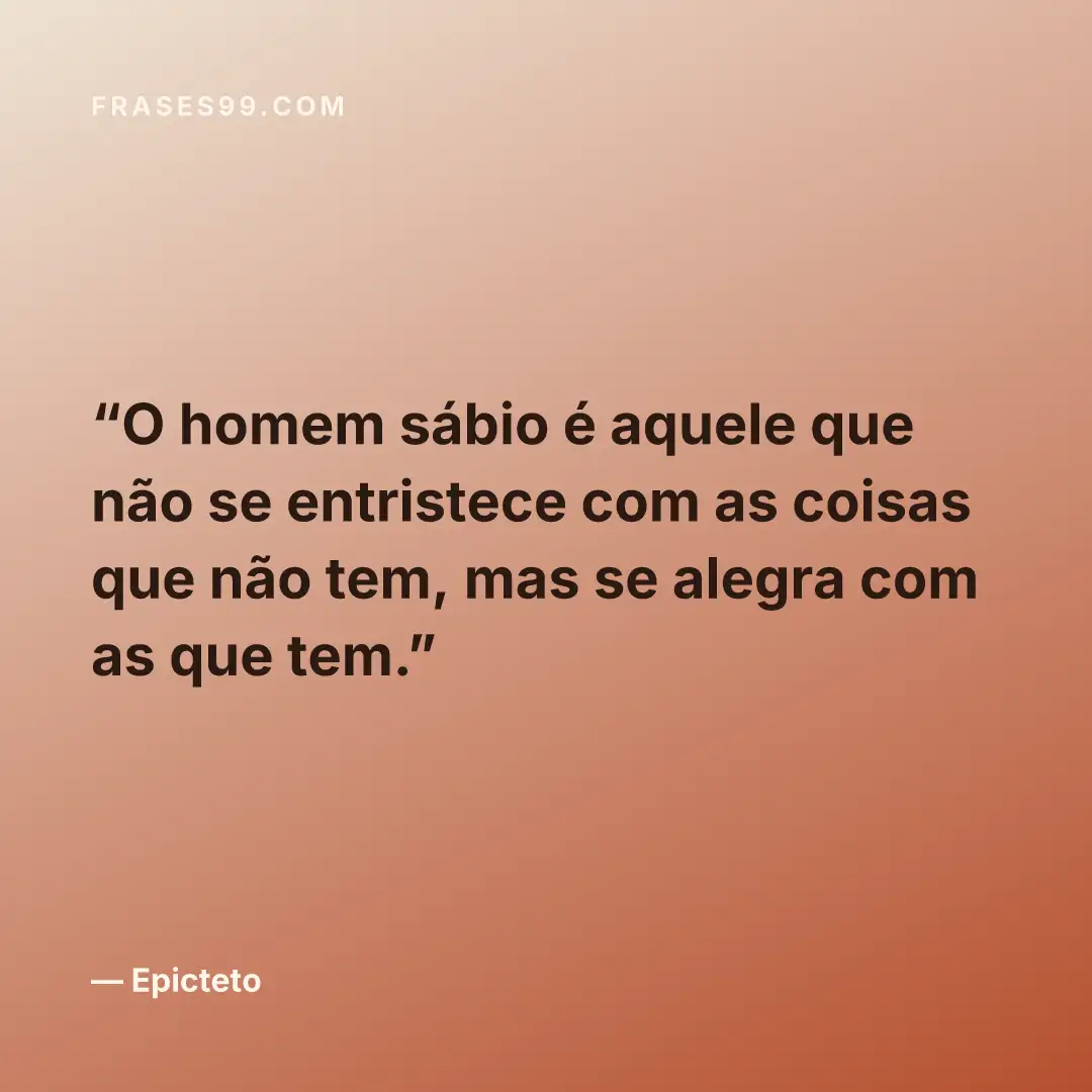 O homem sábio é aquele que não se entristece com as coisas que não tem, mas se alegra com as que tem.