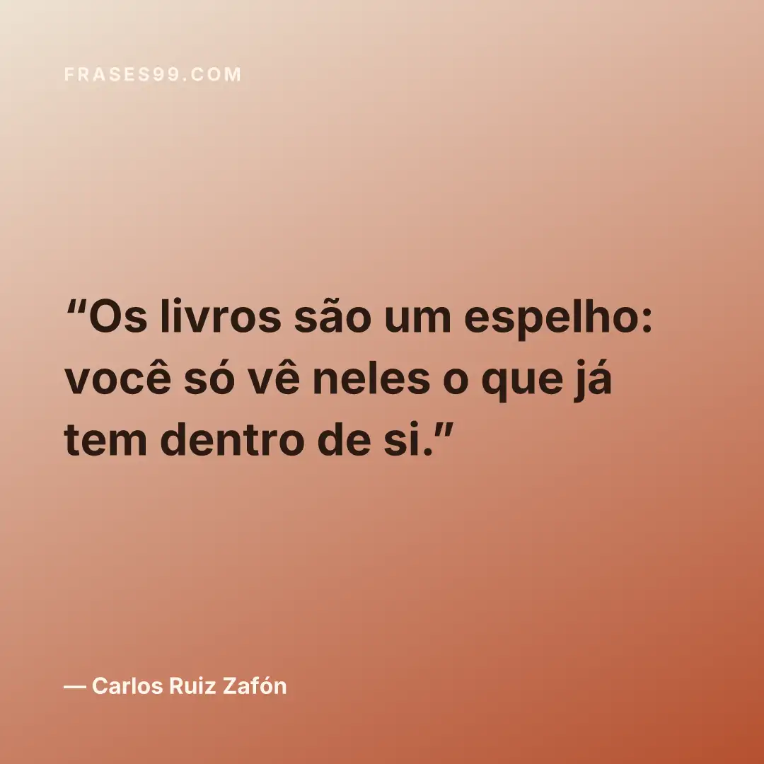 Os livros são um espelho: você só vê neles o que já tem dentro de si.
