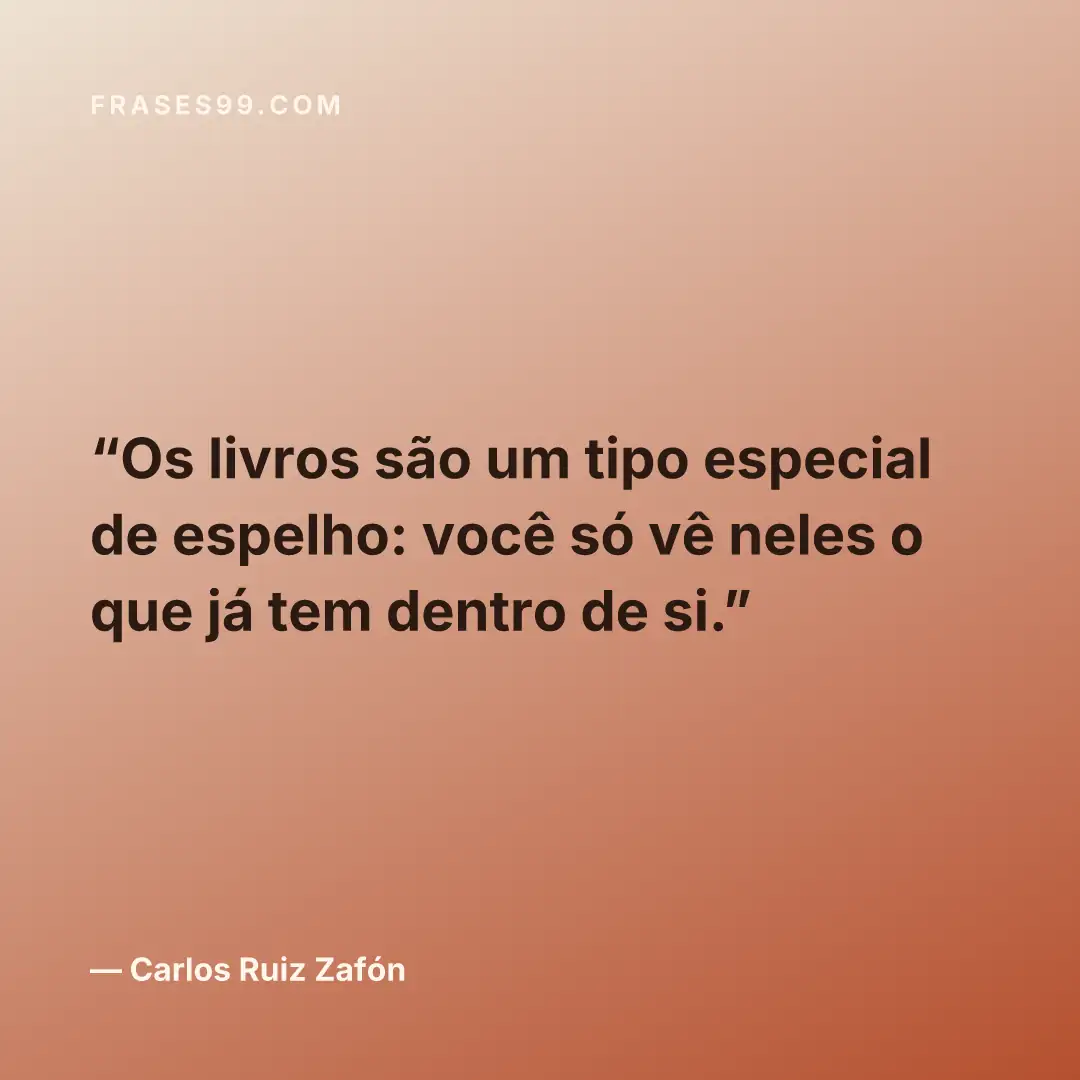 Os livros são um tipo especial de espelho: você só vê neles o que já tem dentro de si.