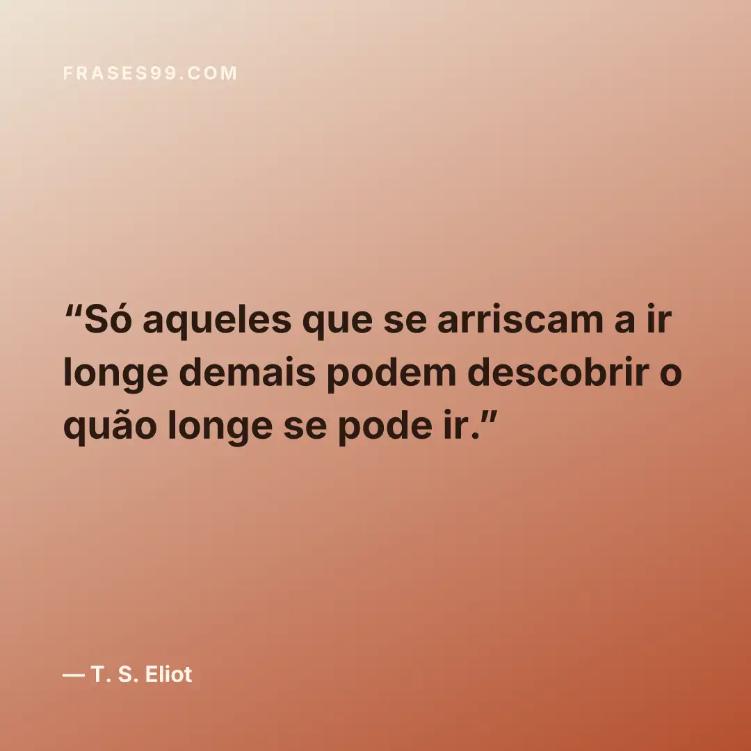 Só aqueles que se arriscam a ir longe demais podem descobrir o quão longe se pode ir.