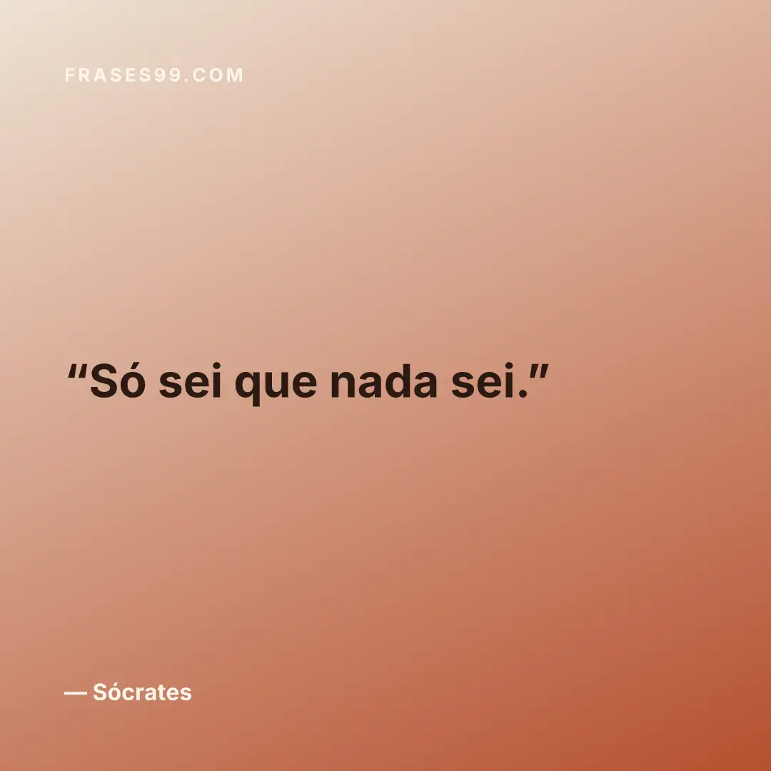 Só sei que nada sei.