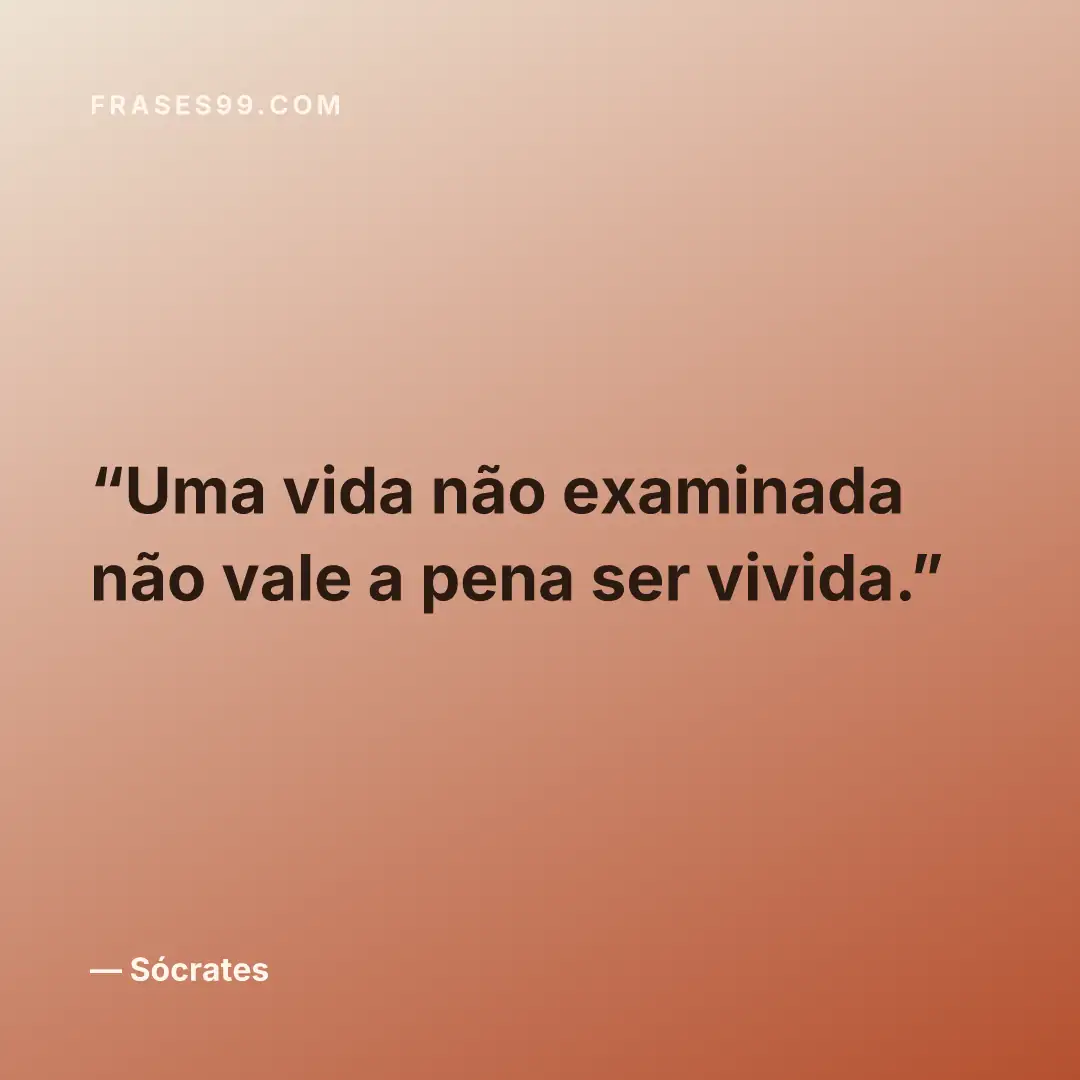 Uma vida não examinada não vale a pena ser vivida.